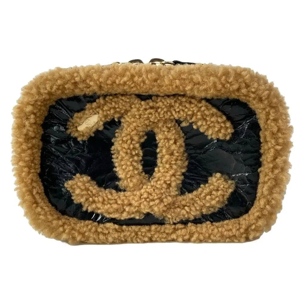 Chanel CC Fan Bum Bag Black Light Brown